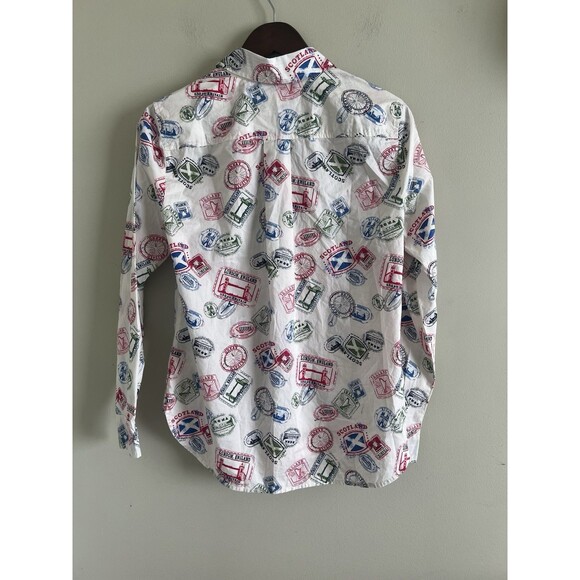 NWT Talbots MODERN CLASSIC SHIRT - PASSPORT STAMPS Paper Weight Size S - Picture 3 of 7